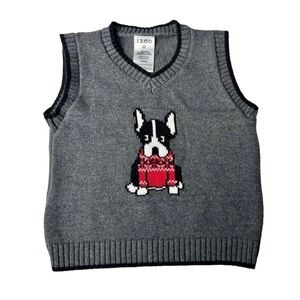 Izod Gray Boston Terrier Knit Vest Size 2T